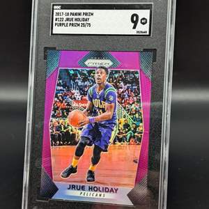 Lot #177 - 2017-18 Jrue Holiday Panini Purple Prizm /75 SGC 9