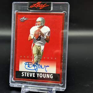 Lot #185 - Steve Young Autograph 2022 Leaf Decadence 48L-SY1 /3