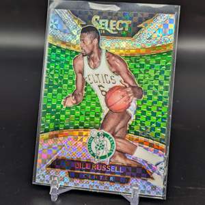 Lot #203 - BILL RUSSELL PRIZM 2014-15 SELECT GREEN AND WHITE #248