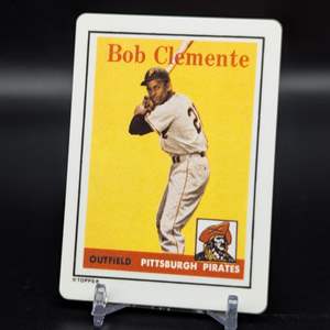 Lot #219 - 1990 Hamilton Collection Porcelain Baseball Card - Roberto Clemente 1958 Topps