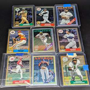 Lot #252 - (9) Topps Chrome Anniversary Cards Nolan Ryan, Jeter, Henderson and More