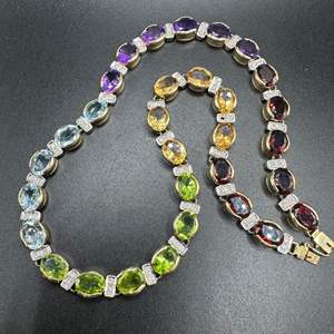 Lot #2 - 14k gold necklace with Citrine, Perdoit, Garnets, and Amethyst  (appraisal included of $8925.)