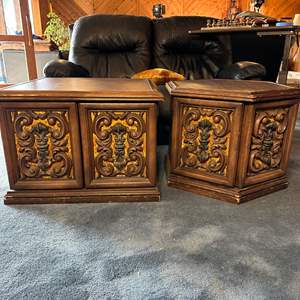 Lot #35 - 1970’s Matching tables/cabinets 