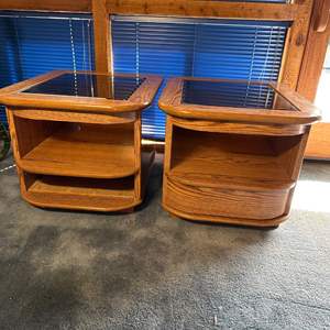 Lot #53 - Glasstop end tables 