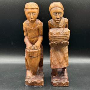 Lot #113 - Carved wood people 