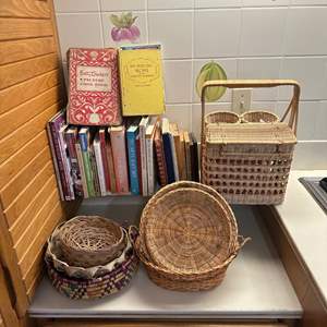 Lot #144 - Cookbooks and baskets