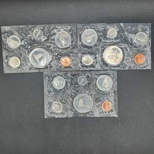 Lot #216 - (3) 1967 Canadian 100th anniversary UNC silver sets 