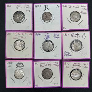 Lot #235 - 1800s Silver Coin Love Tokens 