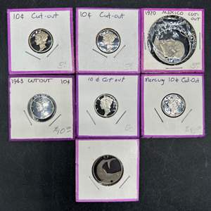 Lot #245 - Mercury Silver Dime cutouts and others 