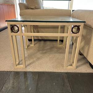 Lot #20 - Iron and glass end table