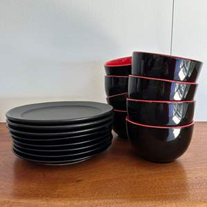 Lot #46 - black bowls and plates