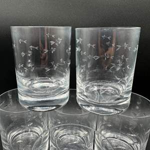 Lot #52 - 6 etched fish glass high balls