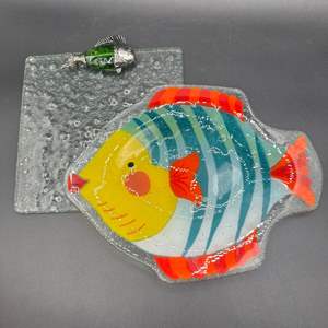 Lot #54 - Fish themed serving trays