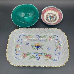 Lot #56 - Limoges tidbit tray plus 2 small bowls