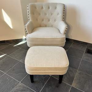 Lot #61 - Occasional Chair with matching ottoman