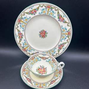 Lot #65 - 1926 Wedgwood Lunch set for 12 - Med plate with cups and saucers (32 pieces)