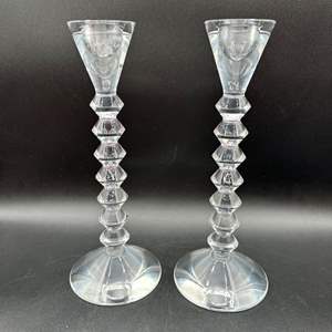 Lot #66 - Baccarat crystal Bougeoir candlesticks (with boxes and paperwork)