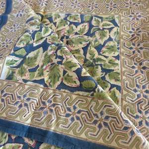 Lot #75 - Cotton Blue & Green themed 60” square tablecloth