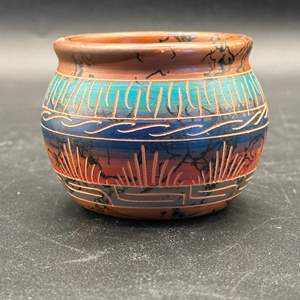 Lot #129 - Navajo potteryHorse Hair vase, Signed