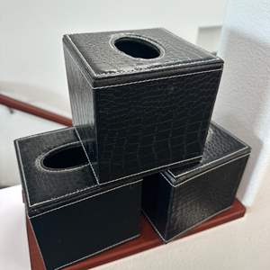 Lot #149 - 3 matching black Kleenex holders