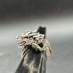 Lot #220 - Sterling Silver Dragon Ring, sz 8 (7.7g)