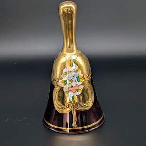 Lot #3 - Vintage Venetian Murano Glass Hand-Painted Bell (22K Gold Paint)