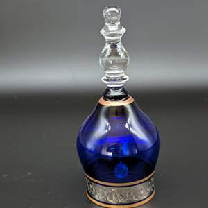 Lot #9 - Bohemian Czech Cobalt Glass Bell