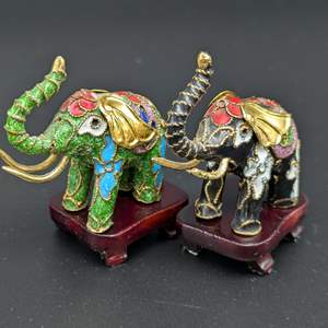 Lot #18 - Vintage Cloisonne Elephant Figurines