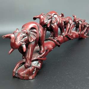 Lot #36 - Vintage Resin Five Elephants on Bridge Statue