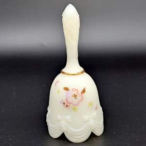 Lot #40 - Signed Hand-Painted Custard Glass Fenton Flowers Bell