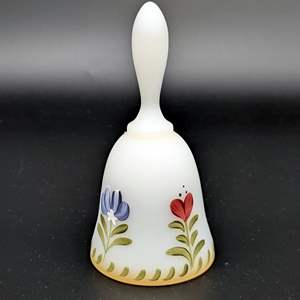 Lot #47 - Signed Fenton Hand Painted Opal Satin Petite Bell