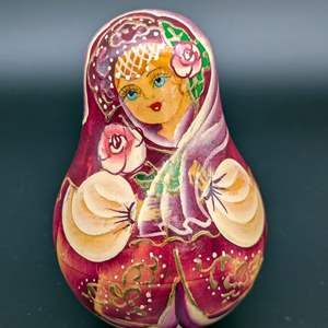 Lot #48 - Russian Musical Wooden Roly Poly Wobble Doll 