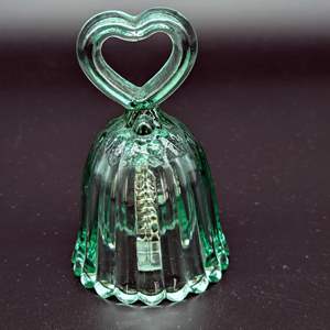 Lot #49 - Fenton Sea Green Glass Bell Heart Handle 