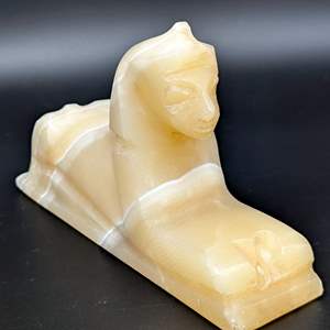 Lot #95 - Onyx Hand-Carved Sphinx Statue