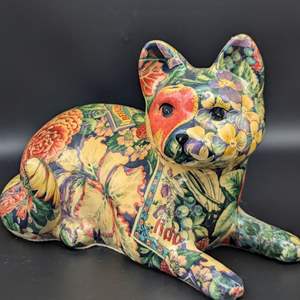 Lot #122 - Vintage Large Decoupage Patchwork Cat