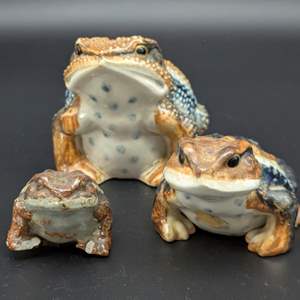 Lot #131 - Japanese Hirado Ceramic Toads (One Missing Toes)