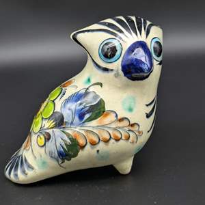 Lot #139 - 1960's Tonala Mexico Hand Painted Mexican Pottery Owl