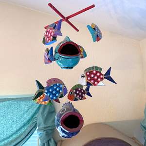 Lot #184 - Wood Painted Fish Windchimes 