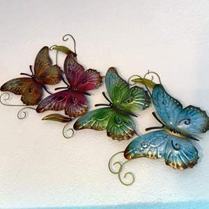 Lot #186 - 19" Metal Painted Butterflies 