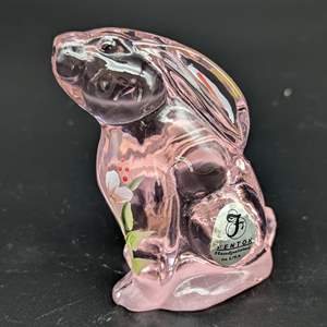 Lot #159 - Fenton Art Glass Signed Hand-Painted Rabbit