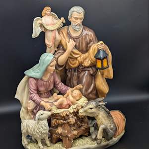 Lot #164 - 13" The Holy Family Porcelain Figurine, Nativity Statue