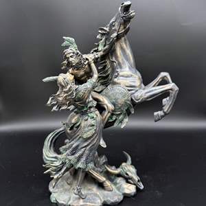 Lot #220 - American Indian And Indian Maiden With Horse (Resin)