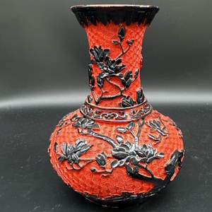 Lot #231 - Cinnabar Style Chinese Red Lacquered Vase