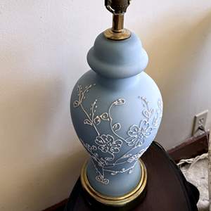 Lot #278 - Blue and White Flower Table Lamps 