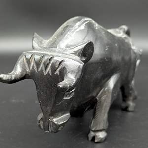 Lot #235 - Carved Stone Bull (Repaired)