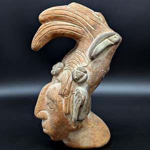 Lot #242 - Old Mayan King Pacal Terra Cotta Sculpture (Repaired)