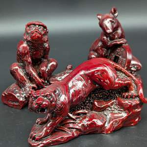 Lot #243 - Feng Shui Red Carved Animals (Resin)