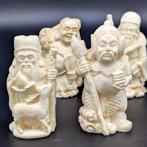 Lot #244 - Chinese Taoist San Xing Fu Lu Shou Resin Carved Wise Men