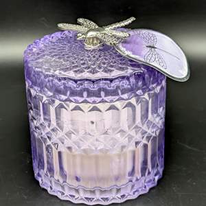 Lot #251 - Aromafields Dragonfly Faceted Glass Candle 