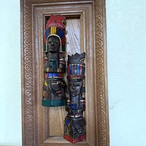 Lot #267 - Framed Wood Tribal Totem Carvings 